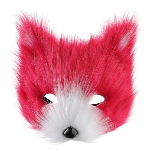 SIQITECH Halloween Fuchsmaske Kunstfell Plüschmaske Fuchs Kostüm Halbgesichts Tiermaske Plüsch Pelzig Halbgesichtsmaske mit Elastisch Band Fuchs Cosplay Maske für Halloween Karneval Maskerade von SIQITECH
