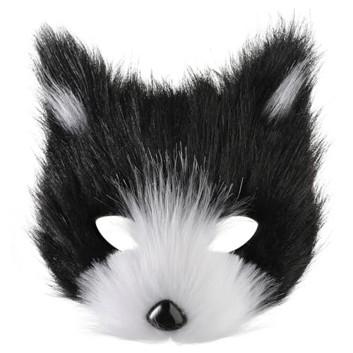 SIQITECH Halloween Fuchsmaske Kunstfell Plüschmaske Fuchs Kostüm Halbgesichts Tiermaske Plüsch Pelzig Halbgesichtsmaske mit Elastisch Band Fuchs Cosplay Maske für Halloween Karneval Maskerade von SIQITECH