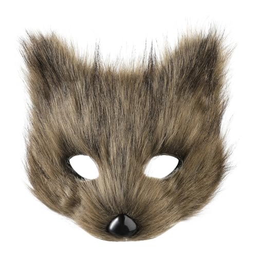 SIQITECH Halloween Fuchsmaske Kunstfell Plüschmaske Fuchs Kostüm Halbgesichts Tiermaske Plüsch Pelzig Halbgesichtsmaske mit Elastisch Band Fuchs Cosplay Maske für Halloween Karneval Maskerade von SIQITECH