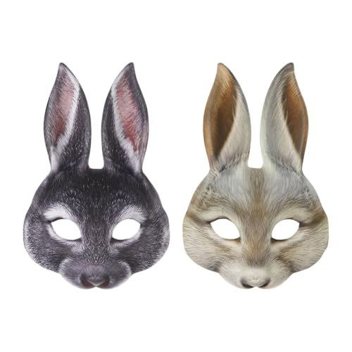 SIQITECH Halloween Hasenmaske 2 Stück Tiermaske Realistische Kaninchenmaske Halbes Gesicht Halloweenmaske Kaninchen Erwachsene Hasenohrmaske Lustig Halbmaske für Halloween Karneval Cosplay Party SIQITECH Halloween Hasenmaske 2 Stück Tiermaske Realistische Kaninchenmaske Halbes Gesicht Halloweenmaske Kaninchen Erwachsene Hasenohrmaske Lustig Halbmaske für Halloween Karneval Cosplay Party von SIQITECH
