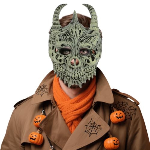 Schädel Maske Halloween Teufelmaske Gruselig Dämon Maske mit Hörnern Totenkopf Atmungsaktive Skull Masken Realistisch Horror Skelettmaske Damen Herren Geistermaske für Halloween Mottoparty Cosplay Schädel Maske Halloween Teufelmaske Gruselig Dämon Maske mit Hörnern Totenkopf Atmungsaktive Skull Masken Realistisch Horror Skelettmaske Damen Herren Geistermaske für Halloween Mottoparty Cosplay von SIQITECH