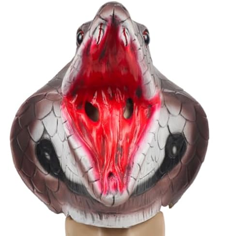 Schlange Maske Halloween Kobra Kopf Realistisch Schlangenmaske Gruselig Tierkopfmaske Latex Gesichtsabdeckung Tier Vollkopf Schlange Kopfdecke für Halloween Karneval Cosplay Kostüm Accessoire von SIQITECH