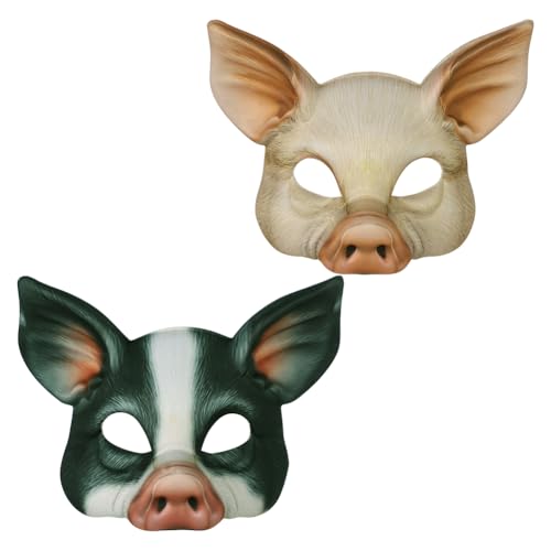 Lustige Schweinemasken, Halloween, Schweinekopfmaske, realistische Tier-Gesichtsmaske, Handbekleidung für Erwachsene, Halloween, Karneval, Cosplay, Kostüm, Party, Kostümball, Requisiten, 2 Stück Lustige Schweinemasken, Halloween, Schweinekopfmaske, realistische Tier-Gesichtsmaske, Handbekleidung für Erwachsene, Halloween, Karneval, Cosplay, Kostüm, Party, Kostümball, Requisiten, 2 Stück von SIQITECHUK