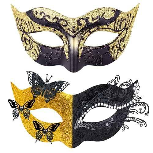 SIQUK 2 Stück Venezianische Maske Maskerade Mask Venezianischen Maske Kostüm Masken für Damen Herren Paar Halloween Karneval Party SIQUK 2 Stück Venezianische Maske Maskerade Mask Venezianischen Maske Kostüm Masken für Damen Herren Paar Halloween Karneval Party von SIQUK