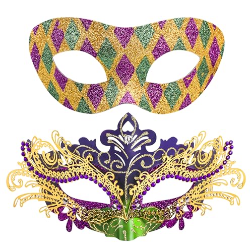 SIQUK 2 Stück Venezianische Maske Paar Maskerade Mask Venezianischen Maske Kostüm Masken für Damen Herren Halloween Karneval Party SIQUK 2 Stück Venezianische Maske Paar Maskerade Mask Venezianischen Maske Kostüm Masken für Damen Herren Halloween Karneval Party von SIQUK