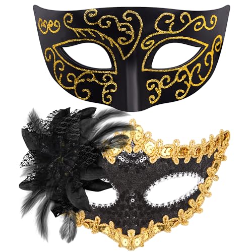 SIQUK 2 Stück Venezianischen Maske Paar Masquerade Maske Maskerade Masken Venezianische Masken für Damen Herren Halloween Karneval Party Kostüm SIQUK 2 Stück Venezianischen Maske Paar Masquerade Maske Maskerade Masken Venezianische Masken für Damen Herren Halloween Karneval Party Kostüm von SIQUK