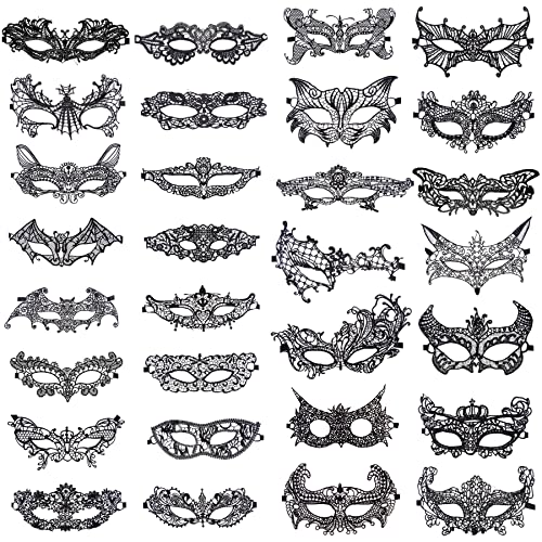 SIQUK 30 Stück Masken Venezianische Damen Spitze Augenmaske Venezianisch Spitzenmaske für Party Abend Ball, Schwarz SIQUK 30 Stück Masken Venezianische Damen Spitze Augenmaske Venezianisch Spitzenmaske für Party Abend Ball, Schwarz von SIQUK