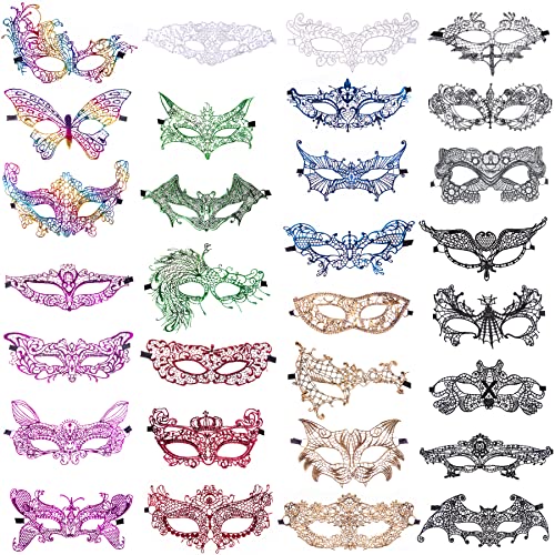SIQUK 30 Stück Venezianische Maske Damen Spitze Augenmaske Maskenball Masken für Party Abend Ball Abschlussball Ballette, 9 Farben SIQUK 30 Stück Venezianische Maske Damen Spitze Augenmaske Maskenball Masken für Party Abend Ball Abschlussball Ballette, 9 Farben von SIQUK