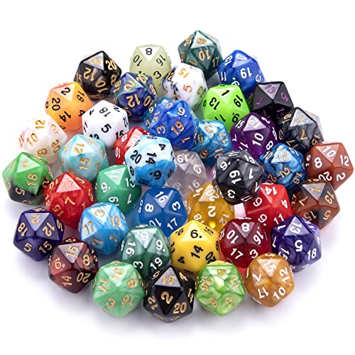 SIQUK 42 Stück Würfel Set 20 Seitige Würfel Bunt Würfel Spiel D20 Würfel Polyedrisch Würfel für DND MPG MTG Dungeons und Dragons von SIQUK