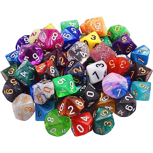 SIQUK 56 Stück Würfel Set Polyedrisch Würfel 10 Seitige Würfel Bunt Würfel Spiel Würfel D10 für DND MPG MTG Dungeons und Dragons von SIQUK