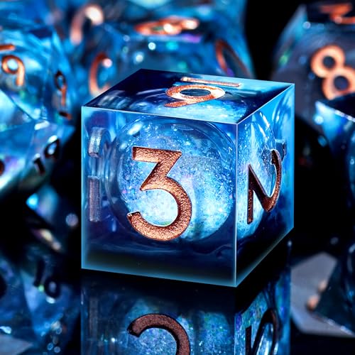 SIQUK 7 Stück Würfel Set Polyedrische Würfel Liquid Core Würfel D4 D6 D8 D10 D12 D20 D% Spielwürfel für DND RPG MTG, Blau & Schwarz, Gold SIQUK 7 Stück Würfel Set Polyedrische Würfel Liquid Core Würfel D4 D6 D8 D10 D12 D20 D% Spielwürfel für DND RPG MTG, Blau & Schwarz, Gold von SIQUK