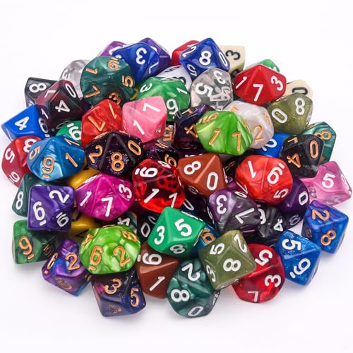 SIQUK 70 Stück Polyedrisch Würfel Set Würfel DND Spiel Würfel D10 Würfel Bunt Würfel 10 Seitige für Dungeons und Dragons von SIQUK