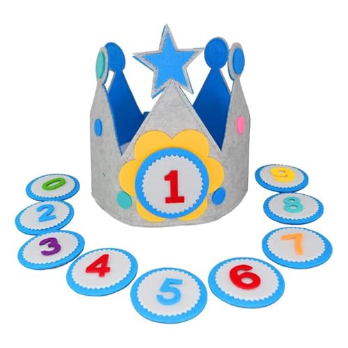 SIRLOMU Geburtstagskrone Kinder Stoffkrone mit Auswechselbaren den Zahlen 0-9 Unisex Kinderkrone für Geburtstage oder Kinderpartys SIRLOMU Geburtstagskrone Kinder Stoffkrone mit Auswechselbaren den Zahlen 0-9 Unisex Kinderkrone für Geburtstage oder Kinderpartys von SIRLOMU