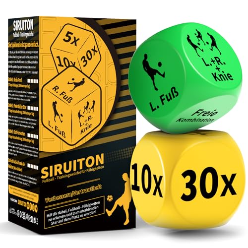 Fußball-Trainingswürfel (2 Stück) - Spaß & tragbare Fußball-Fähigkeiten Trainer Geschenke für Jungen und Mädchen, Jugendliche & Erwachsene, Fußballtraining, großes Geschenk für Fußball-Liebhaber von SIRUITON