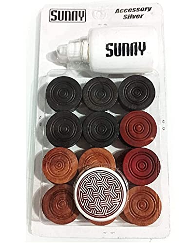 SISCAA Premium Carrom-Münzen aus Holz – 24 Stück + 1 Schlägel + 1 Carrom-Puder SISCAA Premium Carrom-Münzen aus Holz – 24 Stück + 1 Schlägel + 1 Carrom-Puder von SISCAA