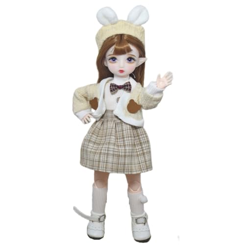 SISON BENNE 11,8 Zoll Mini Mädchen BJD Puppen 30cm Kugel Gelenkte Puppe mit Zubehör niedliche Mode Outfits, Kinder Geschenk DIY-Spielzeug (17#) von SISON BENNE