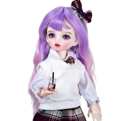SISON BENNE 11,8 Zoll Mini Mädchen BJD Puppen 30cm Kugel Gelenkte Puppe mit Zubehör niedliche Mode Outfits, Kinder Geschenk DIY-Spielzeug (28#) von SISON BENNE