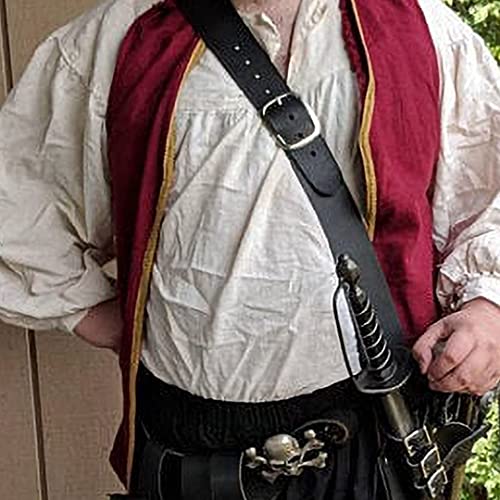Mittelalterlicher Schwertgürtel - Kunstleder Piraten Stein Schloss Schwert Holster - Verstellbare Schnalle Retro Ritter Schwert Set - für Schwert Gürtel Zubehör, Performance Kostüm (schwarz) von SIULAS