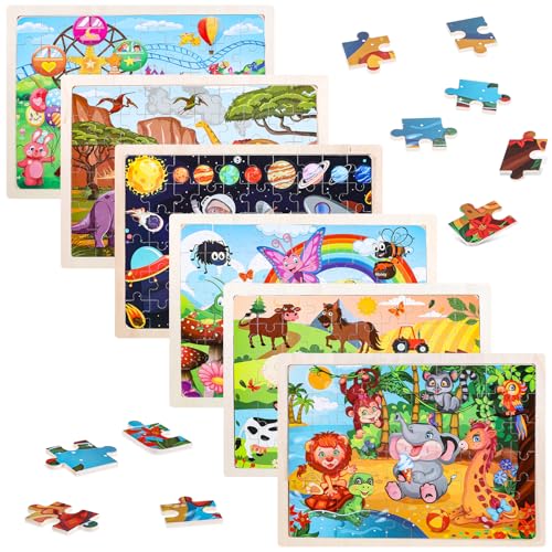 SIWOKJJO Puzzle ab 4 5 6 7 8 Jahre, 6x60 PCS Kinder Holzpuzzle, Holzpuzzles Montessori für Jungen Mädchen, Verschiedene Themen Kinderpuzzle Geschenke für Kinder SIWOKJJO Puzzle ab 4 5 6 7 8 Jahre, 6x60 PCS Kinder Holzpuzzle, Holzpuzzles Montessori für Jungen Mädchen, Verschiedene Themen Kinderpuzzle Geschenke für Kinder von SIWOKJJO