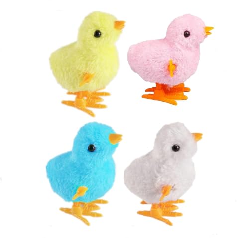 SIXIUDIA Ostern Aufzieh Huhn, 4 Stück Geschenk Geht für Kleine Junge Und Mädchen, Osterdeko Küken, küken Oster, Osterkorb Füllstoffe und Kindergeburtstage(Zufällige Farbe) von SIXIUDIA