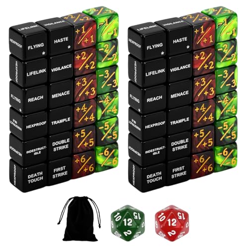 SIXPOINTS 50 Stück Keywords MTG Würfelzähler plus 1 Lebenszähler Würfelfähigkeiten, Kreatur-Statistiken, 6-seitig & D20-Würfel-Set für Magic The Gathering, MTG, TCG, Kartenspiel-Zubehör SIXPOINTS 50 Stück Keywords MTG Würfelzähler plus 1 Lebenszähler Würfelfähigkeiten, Kreatur-Statistiken, 6-seitig & D20-Würfel-Set für Magic The Gathering, MTG, TCG, Kartenspiel-Zubehör von SIXPOINTS