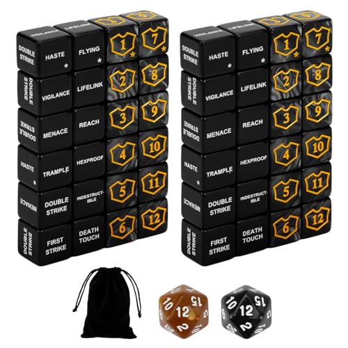 SIXPOINTS 50 x Black Shield MTG Würfel-Fähigkeiten, Schlüsselwörter, Zähler, Würfelzähler, Bulk-Puff-Spielsteine, D6 und D20 Würfel-Set für Magic The Gathering, MTG, TCG, Kartenspiel-Zubehör SIXPOINTS 50 x Black Shield MTG Würfel-Fähigkeiten, Schlüsselwörter, Zähler, Würfelzähler, Bulk-Puff-Spielsteine, D6 und D20 Würfel-Set für Magic The Gathering, MTG, TCG, Kartenspiel-Zubehör von SIXPOINTS