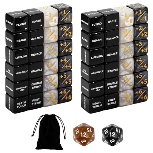 SIXPOINTS MTG Würfel-Fähigkeiten, Schlüsselwörter, Zähler, Bulk-Statistiken, Würfel- und D20-Würfel-Set für Magic The Gathering, MTG, TCG, Kartenspiele, Zubehör, 50 Stück SIXPOINTS MTG Würfel-Fähigkeiten, Schlüsselwörter, Zähler, Bulk-Statistiken, Würfel- und D20-Würfel-Set für Magic The Gathering, MTG, TCG, Kartenspiele, Zubehör, 50 Stück von SIXPOINTS