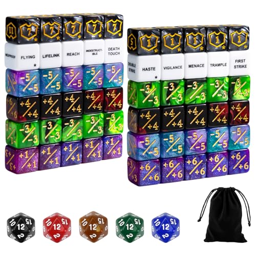 SIXPOINTS MTG Würfelzähler, 65-teilig, Schlüsselwörter + 1/-1 Spielsteine, 6-seitiges und D20-Würfel-Set für Magic The Gathering, MTG, TCG, Kartenspiel-Zubehör SIXPOINTS MTG Würfelzähler, 65-teilig, Schlüsselwörter + 1/-1 Spielsteine, 6-seitiges und D20-Würfel-Set für Magic The Gathering, MTG, TCG, Kartenspiel-Zubehör von SIXPOINTS