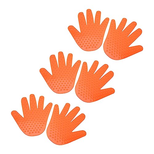 PVC-Bodenmarkierungen in Handform, 3 Paar Starke, Reißfeste Handpunktmarkierungen für die Übungskoordination bei Aktivitäten Im Eltern-Kind-Klassenzimmer (ORANGE) von SIXRUN