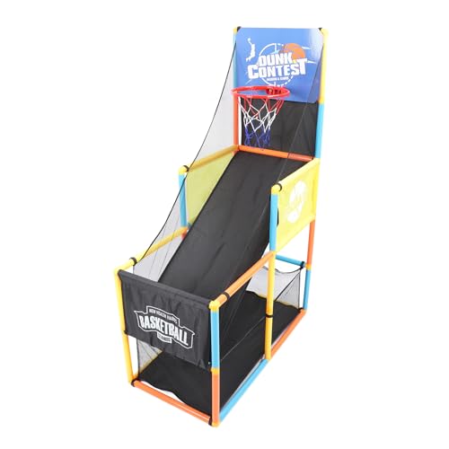 SIXRUN Basketball Single Game Set mit Verstellbaren Reifen und Robusten Materialien für Zwei Personen Spielen Jederzeit 140 X 47 X 85,9 cm von SIXRUN