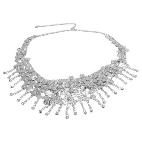 SIXRUN Belly Dance Hip Schal Nennt Glänzende Komfortable Metall Taillenkette für Tanzperformance Yoga Latin Zigeuner Kostüm Eisen (SILVER) von SIXRUN