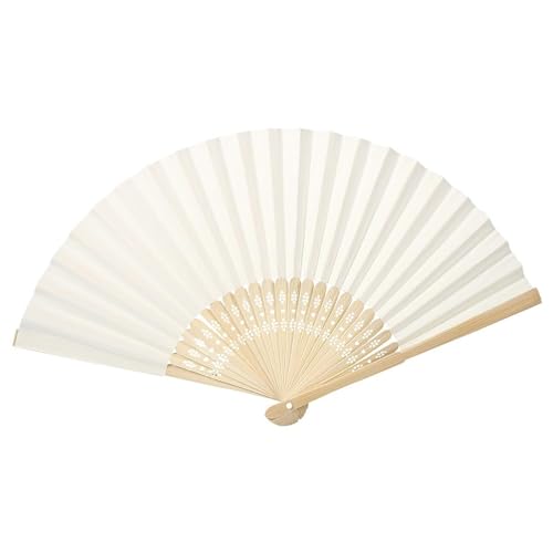 SIXRUN Chinesische Faltbare Bambus Rippfächer, Faltenventilator, Bunte Blanko Fächer für DIY, Hochzeit und Party (Beige #13) von SIXRUN