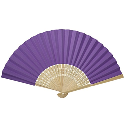 SIXRUN Chinesische Faltbare Bambus Rippfächer, Faltenventilator, Bunte Blanko Fächer für DIY, Hochzeit und Party (PURPLE) von SIXRUN