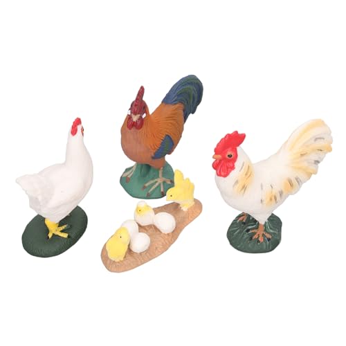 SIXRUN Farm Hähnchenfiguren Set, Exquisite Handgemalte Hahnhähnchen -Figurenspielzeug, Interaktive und Dekorative Geflügelfiguren für Geburtstage, Weihnachten, Ostern, Gärten, Innenhöfe von SIXRUN