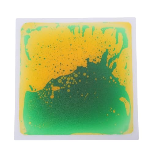 SIXRUN Flüssige Fliesen Sensorische Spielmatte für Nicht -Slip PVC Weichgummi mit Versiegelten Farbenfrohen Flüssigkeitsglitterperlen für Kindergärtner Taktilstimulation (Gelb und Grün) von SIXRUN