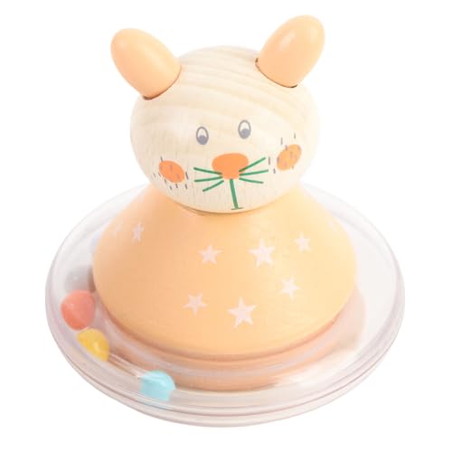 SIXRUN Hölzerne Baby Rassle Niedliches Cartoon -Katzenschüttchen mit Klarem Klang, Pädagogischer Kind für Kleinkind und Schütteln für Kleinkinder von SIXRUN