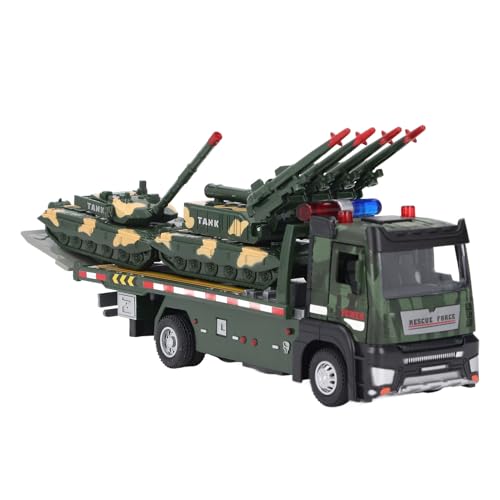 SIXRUN Legierungs Pritschenanhängermodell, Militärsimulationsset, Militärtransporterfahrzeug aus Druckguss mit 2 teiligem Panzersimulationsmodell aus Legierung SIXRUN Legierungs Pritschenanhängermodell, Militärsimulationsset, Militärtransporterfahrzeug aus Druckguss mit 2 teiligem Panzersimulationsmodell aus Legierung von SIXRUN
