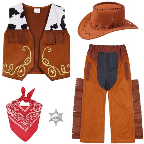 SIZGAROOT Cowboy-Kostüm für Kinder, Jungen, mit Hut, Halloween-Party SIZGAROOT Cowboy-Kostüm für Kinder, Jungen, mit Hut, Halloween-Party von SIZGAROOT