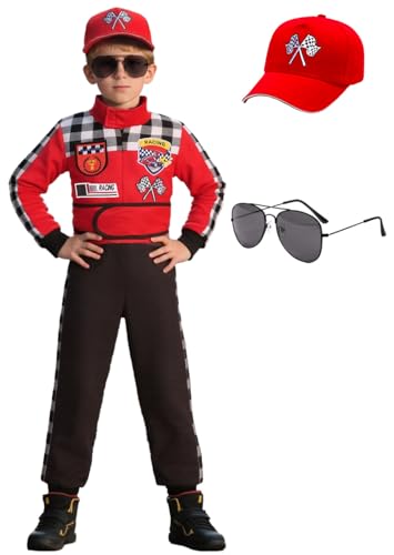 SIZGAROOT Kinder Rennpiloten-Kostüm für Jungen, Rennpiloten-Kostüm für Halloween (5–6 Jahre) von SIZGAROOT