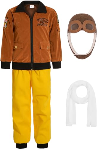 SIZGAROOT Pilotenkostüm für Jungen Mädchen Fliegerkostüm für Halloween-Party (6-7 Jahre) von SIZGAROOT