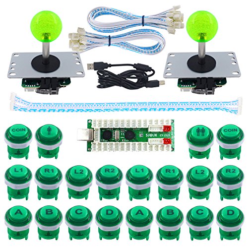 SJ@JX 2 Player LED Arcade Game DIY Kit Mechanical Keyboard Switch PC MAME Raspberry Pi LED Button Fighting Joystick Controller Zero delay USB Encoder Retropie von SJ@JX