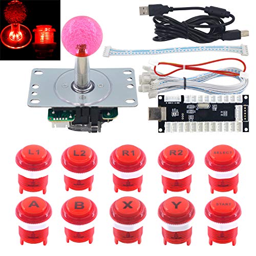 SJ@JX Arcade Game LED DIY Kit Mechanische Tastatur Schalter Arcade LED Knopf LED Joystick Controller Zero Delay USB Encoder für PC MAME Retropie Jamma rot SJ@JX Arcade Game LED DIY Kit Mechanische Tastatur Schalter Arcade LED Knopf LED Joystick Controller Zero Delay USB Encoder für PC MAME Retropie Jamma rot von SJ@JX