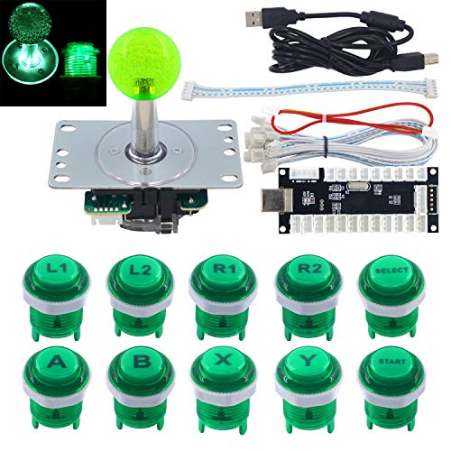 SJ@JX Arcade Game LED DIY Kit Mechanische Tastatur Schalter Arcade LED Taste LED Joystick Controller Zero Delay USB Encoder für PC MAME Retropie Jamma von SJ@JX