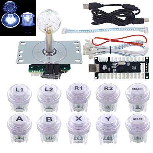 SJ@JX Arcade Game LED DIY Kit Mechanische Tastatur Schalter Arcade LED Taste LED Joystick Controller Zero Delay USB Encoder für PC MAME Retropie Jamma von SJ@JX