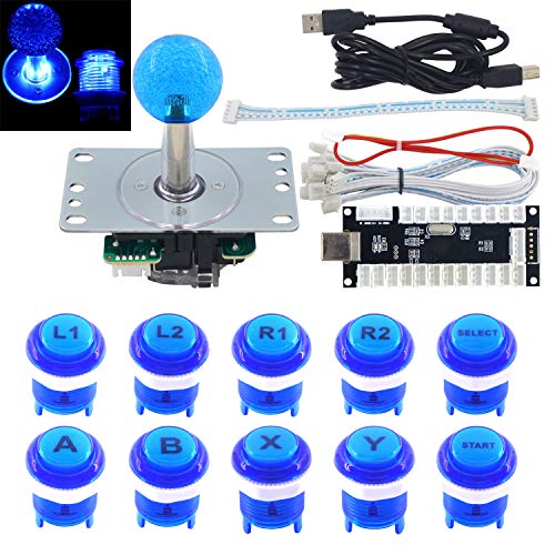 SJ@JX Arcade Game LED DIY Kit Mechanische Tastatur Schalter Arcade LED Taste LED Joystick Controller Zero Delay USB Encoder für PC MAME Retropie Jamma von SJ@JX