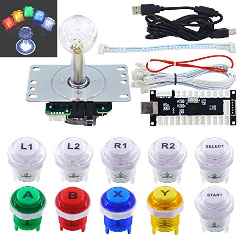 SJ@JX Arcade Game LED DIY Kit Mechanische Tastatur Schalter Arcade LED Taste LED Joystick Controller Zero Delay USB Encoder für PC MAME Retropie Jamma von SJ@JX