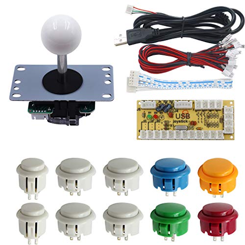 SJJX DIY Arcade Game Button and Joystick Controller Kit for Rapsberry Pi and Windows,5 Pin Joystick and 10 Push Buttons 822a mix white SJJX DIY Arcade Game Button and Joystick Controller Kit for Rapsberry Pi and Windows,5 Pin Joystick and 10 Push Buttons 822a mix white von SJ@JX