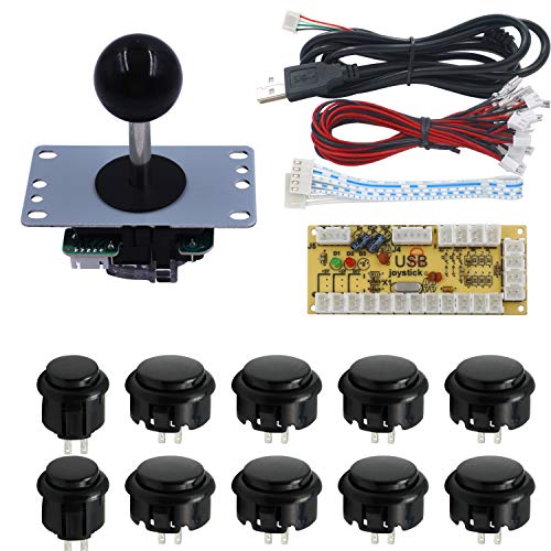SJJX Zero Delay Arcade DIY Kit Parts USB Encoder to PC Joystick 5Pin Rocker + 10pcs Black Push Buttons 822a blac SJJX Zero Delay Arcade DIY Kit Parts USB Encoder to PC Joystick 5Pin Rocker + 10pcs Black Push Buttons 822a blac von SJ@JX