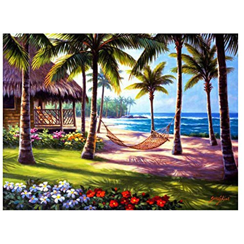 Malen Sie Nach Nummer Hawaii Strand Malen Nach Zahlen Erwachsene Handgemalt DIY Ölgemälde Kits auf Leinwand Zeichnung mit Pinsel Haus Deko Geschenk 16x20 Zoll Rahmenlos von SJ-taoyao co.，ltd.