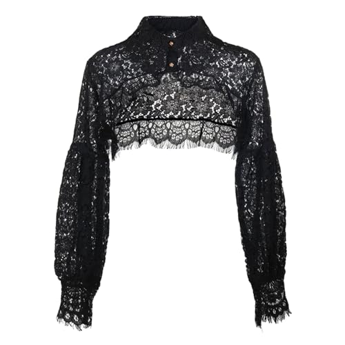 SJHDUNBW EUR Black Lace Sun-Protective Cardigan Shawl with Collar and Long Sleeves Elegant Waistcoat for Skirts/Dresses SJHDUNBW EUR Black Lace Sun-Protective Cardigan Shawl with Collar and Long Sleeves Elegant Waistcoat for Skirts/Dresses von SJHDUNBW EUR